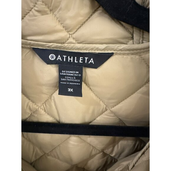 Athleta Whisper Featherless Puffer Parka Size 3X Beige Gold Quilted Coat Jacket - Picture 3 of 6
